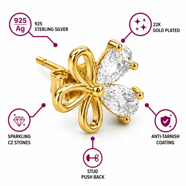 925_Sterling_Silver_Gold_Plated_Crystal_Bow_Stud_Earrings