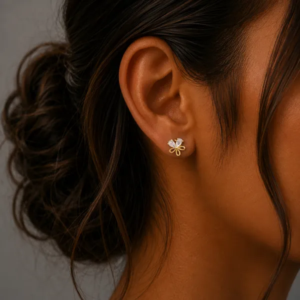 925_Sterling_Silver_Gold_Plated_Crystal_Bow_Stud_Earrings