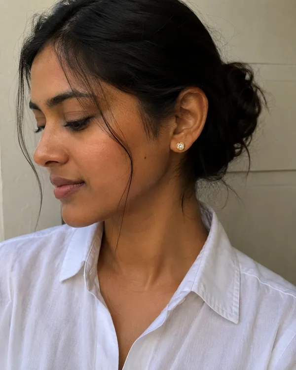 925_Sterling_Silver_with_22K_Gold_Plated_Classic_Solitaire_Women's_Earring_Pair