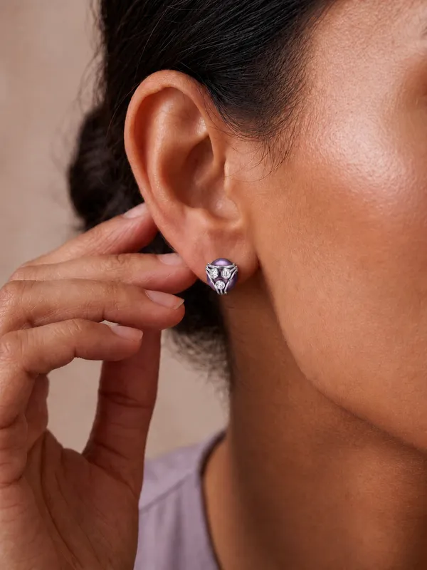 925_Sterling_Silver_Purple_Pearl_Stud_Earrings