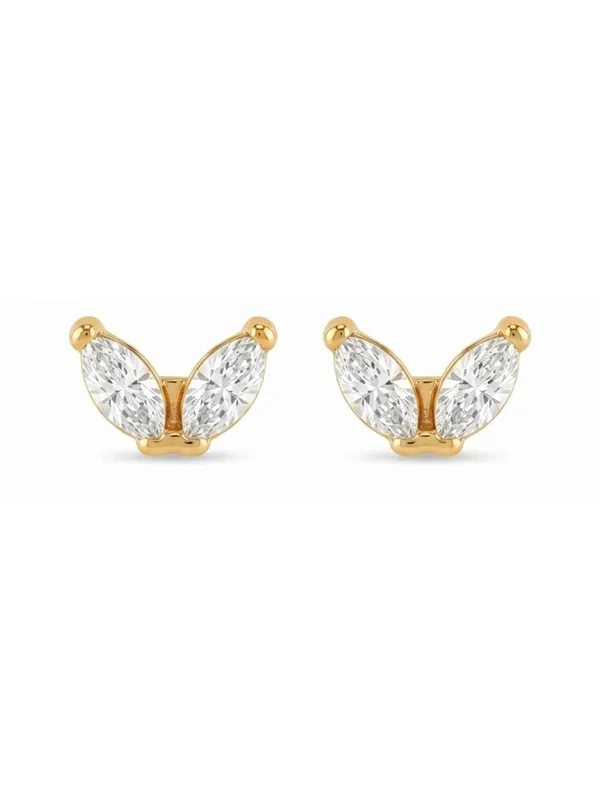 925_Sterling_Silver_22K_Gold_Plated_Duo_Marquise_Leaf_Stud_Earrings