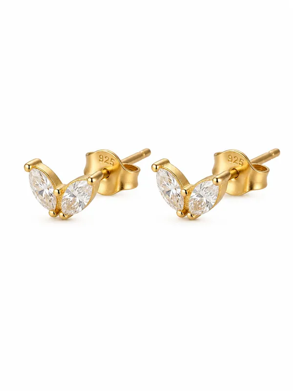 925_Sterling_Silver_22K_Gold_Plated_Duo_Marquise_Leaf_Stud_Earrings