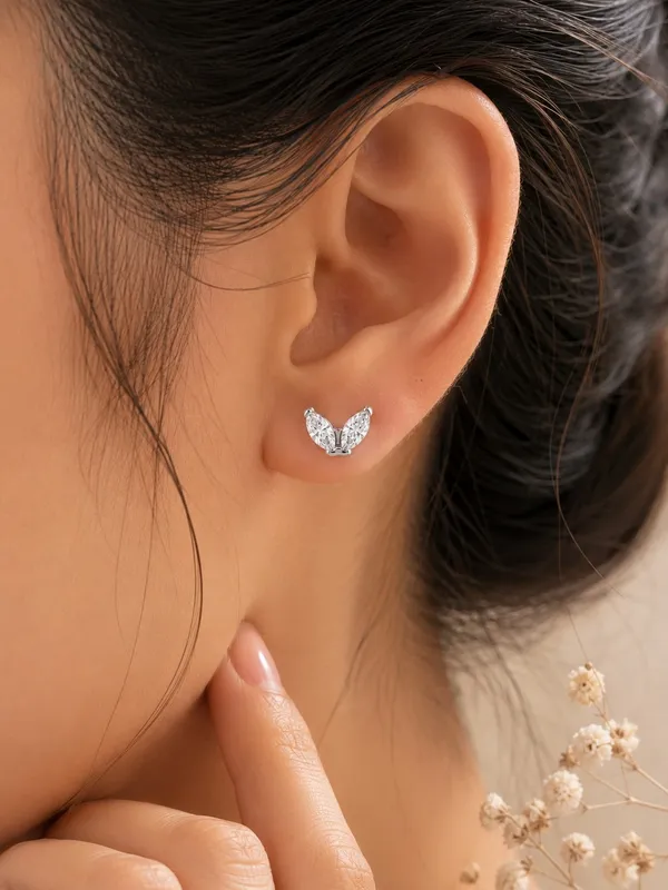 925_Sterling_Silver_22K_Rose_Gold_Plated_Duo_Marquise_Leaf_Stud_Earrings
