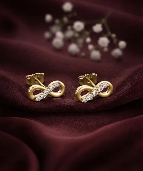 925_Sterling_Silver_22K_Gold_Plated_Sparkling_CZ_Infinity_Stud_Earrings