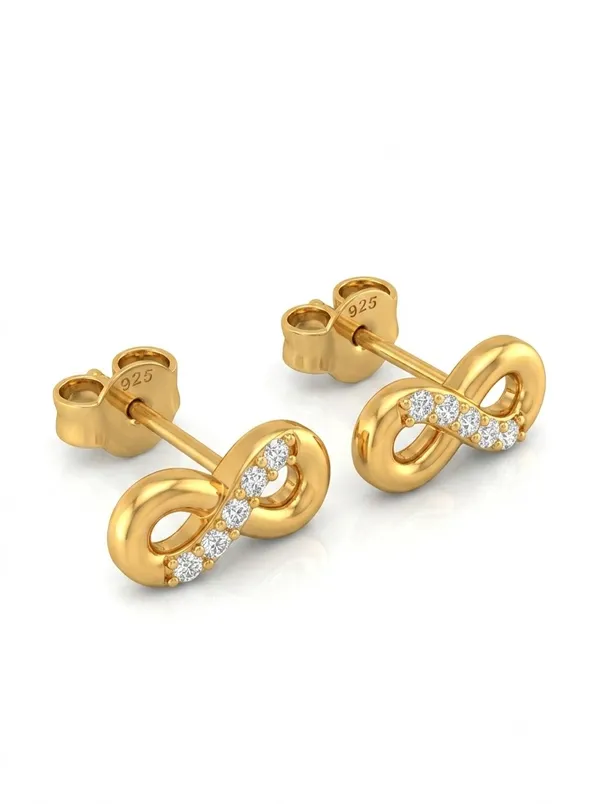 925_Sterling_Silver_22K_Gold_Plated_Sparkling_CZ_Infinity_Stud_Earrings