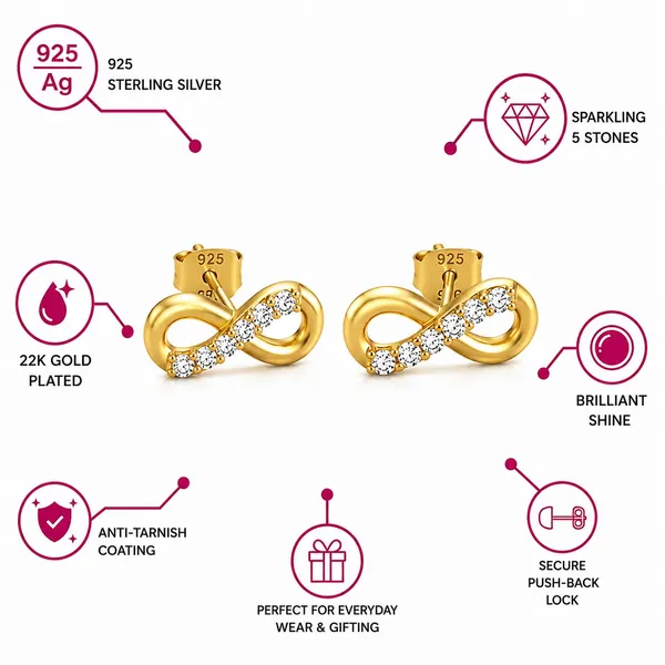 925_Sterling_Silver_22K_Gold_Plated_Sparkling_CZ_Infinity_Stud_Earrings
