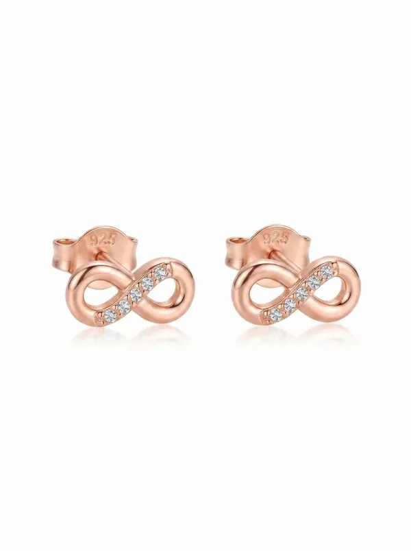 925_Sterling_Silver_22K_Rose_Gold_Plated_Sparkling_CZ_Infinity_Stud_Earrings