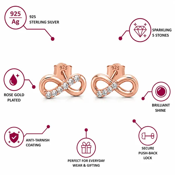 925_Sterling_Silver_22K_Rose_Gold_Plated_Sparkling_CZ_Infinity_Stud_Earrings