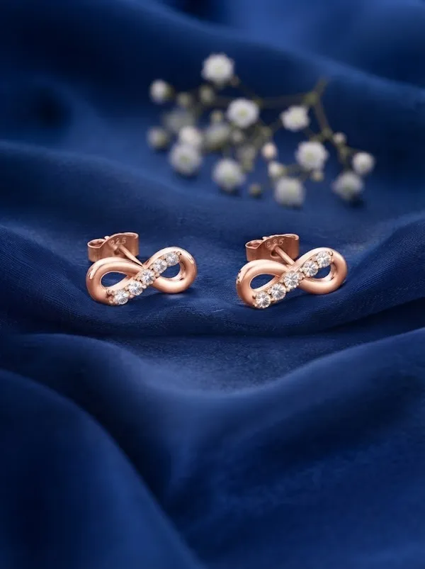 925_Sterling_Silver_22K_Rose_Gold_Plated_Sparkling_CZ_Infinity_Stud_Earrings