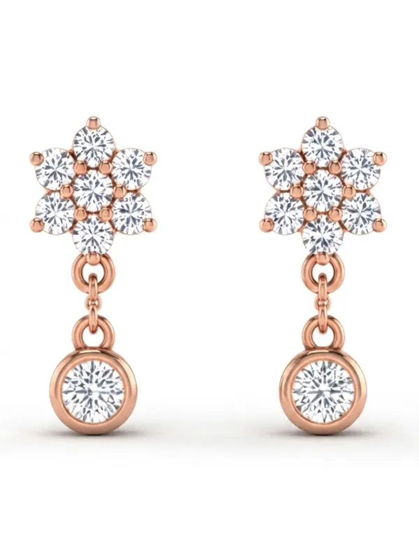 925_Sterling_Silver_22K_Rose_Gold_Plated_Sparkling_CZ_Floral_Drop_Earrings