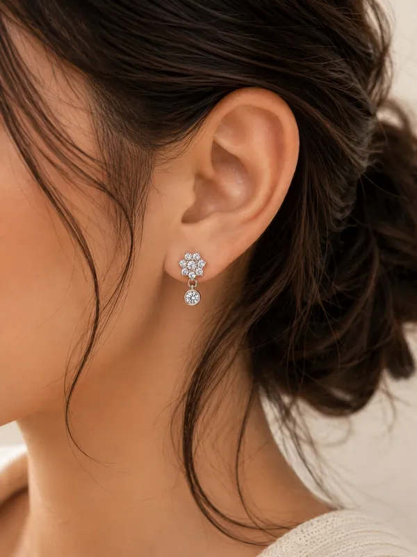 925_Sterling_Silver_Sparkling_CZ_Floral_Drop_Earrings