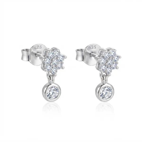 925_Sterling_Silver_Sparkling_CZ_Floral_Drop_Earrings