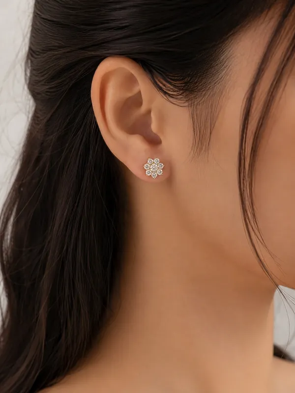 925_Sterling_Silver_22K_Gold_Plated_Sparkling_Sunflower_Stud_Earrings