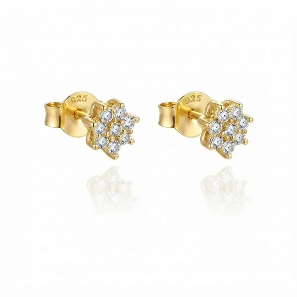 925_Sterling_Silver_22K_Gold_Plated_Sparkling_Sunflower_Stud_Earrings