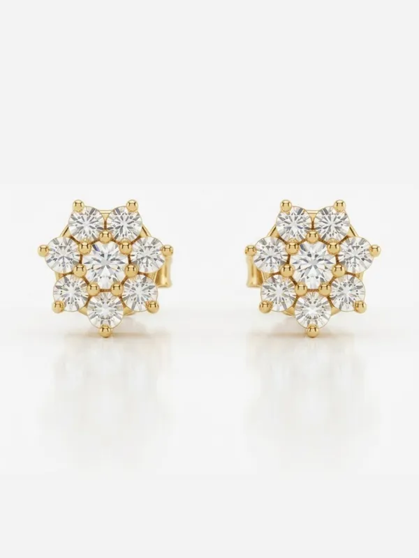 925_Sterling_Silver_22K_Gold_Plated_Sparkling_Sunflower_Stud_Earrings