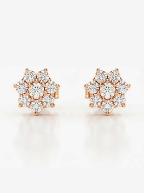 925_Sterling_Silver_22K_Rose_Gold_Plated_Sparkling_Sunflower_Stud_Earrings