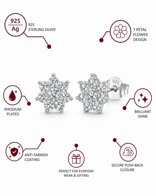 925_Sterling_Silver_Sparkling_Sunflower_Stud_Earrings