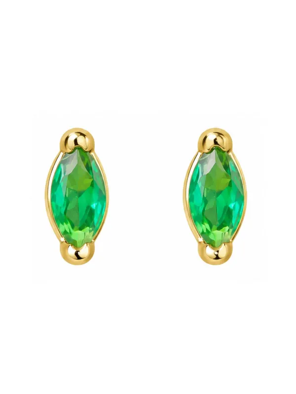 925_Sterling_Silver_22K_Gold_Plated_Green_Marquise_Stone_Stud_Earrings