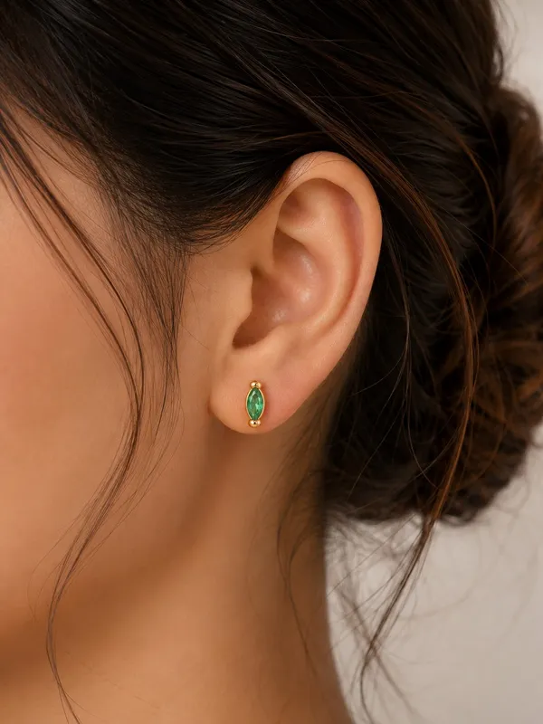 925_Sterling_Silver_22K_Gold_Plated_Green_Marquise_Stone_Stud_Earrings