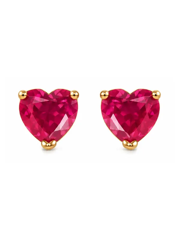 925_Sterling_Silver_22K_Gold_Plated_Sparkling_Pink_Heart_Stud_Earrings