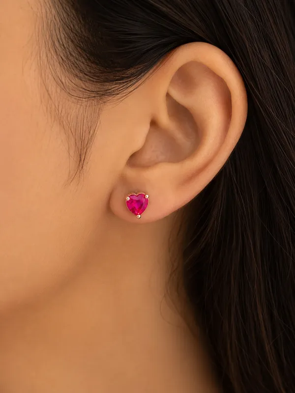 925_Sterling_Silver_22K_Rose_Gold_Plated_Sparkling_Pink_Heart_Stud_Earrings