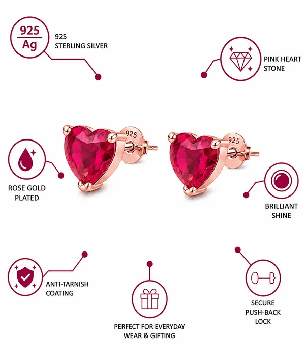 925_Sterling_Silver_22K_Rose_Gold_Plated_Sparkling_Pink_Heart_Stud_Earrings