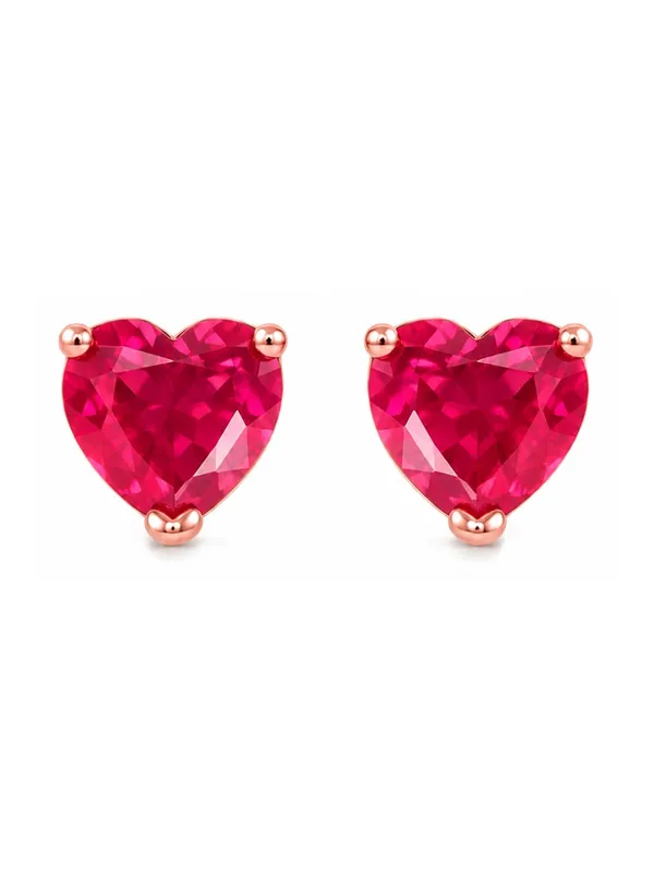 925_Sterling_Silver_22K_Rose_Gold_Plated_Sparkling_Pink_Heart_Stud_Earrings