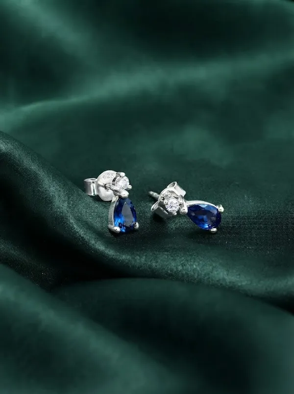 925_Sterling_Silver_Sparkling_Blue_Teardrop_Stud_Earrings