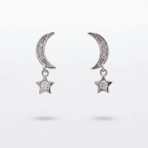 925_Sterling_Silver_Sparkling_Moon_&_Star_Drop_Earrings