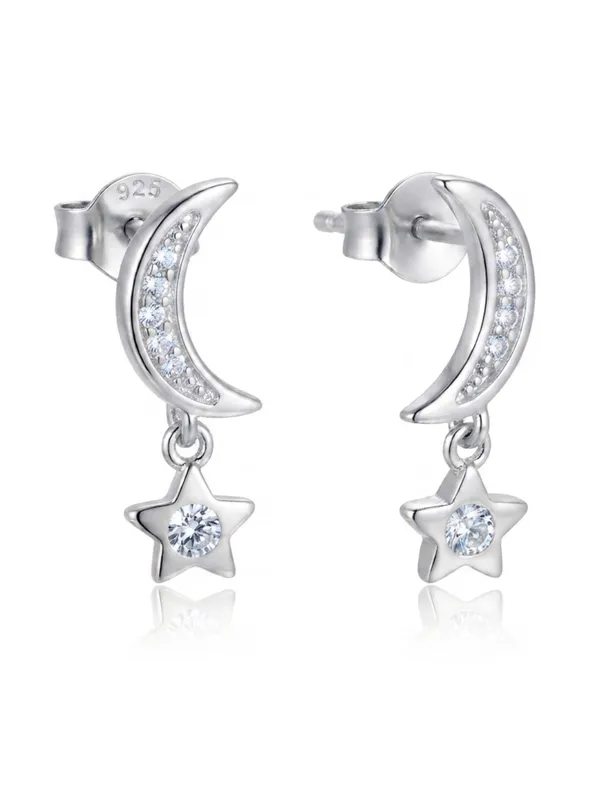 925_Sterling_Silver_Sparkling_Moon_&_Star_Drop_Earrings