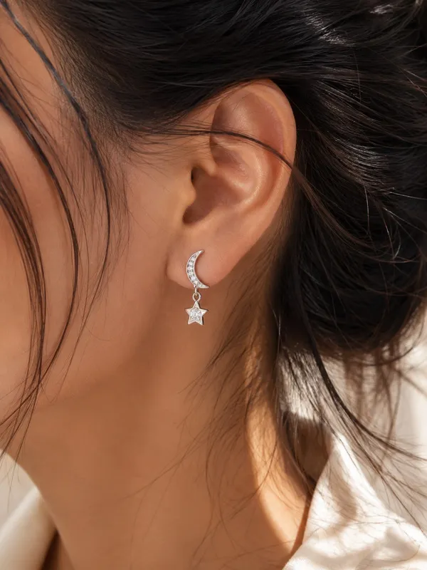 925_Sterling_Silver_Sparkling_Moon_&_Star_Drop_Earrings
