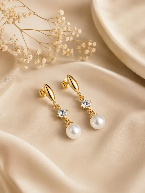 925_Sterling_Silver_22K_Gold_Plated_Sparkling_CZ_Pearl_Drop_Earrings