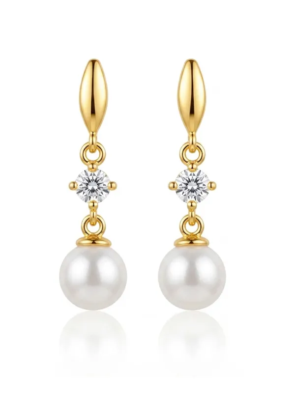 925_Sterling_Silver_22K_Gold_Plated_Sparkling_CZ_Pearl_Drop_Earrings