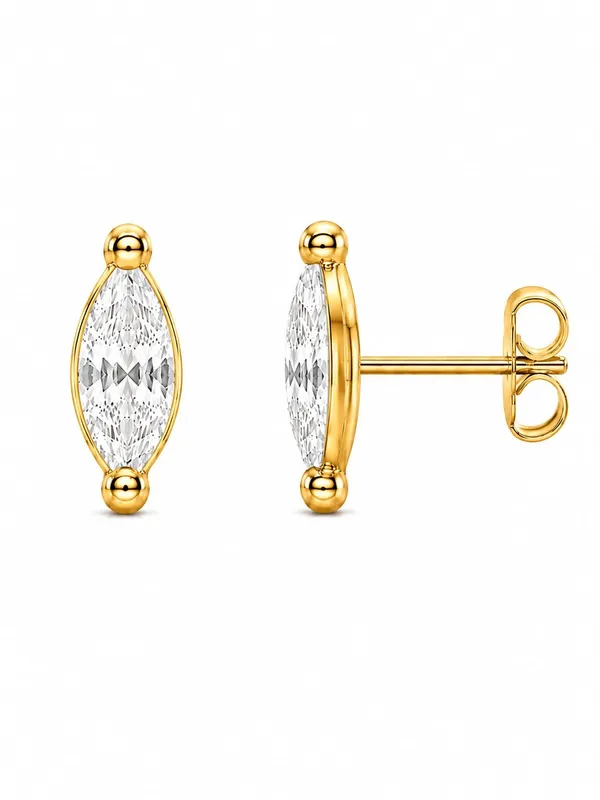 925_Sterling_Silver_22K_Gold_Plated_Sparkling_CZ_Marquise_Stud_Earrings