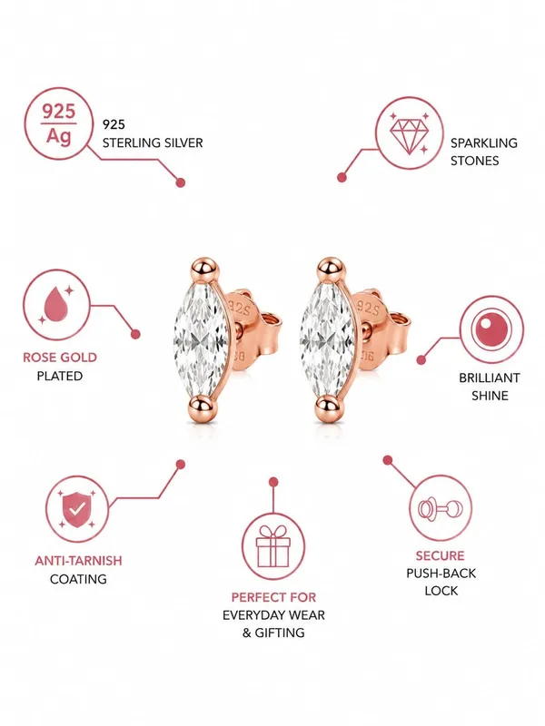 925_Sterling_Silver_22K_Rose_Gold_Plated_Sparkling_CZ_Marquise_Stud_Earrings