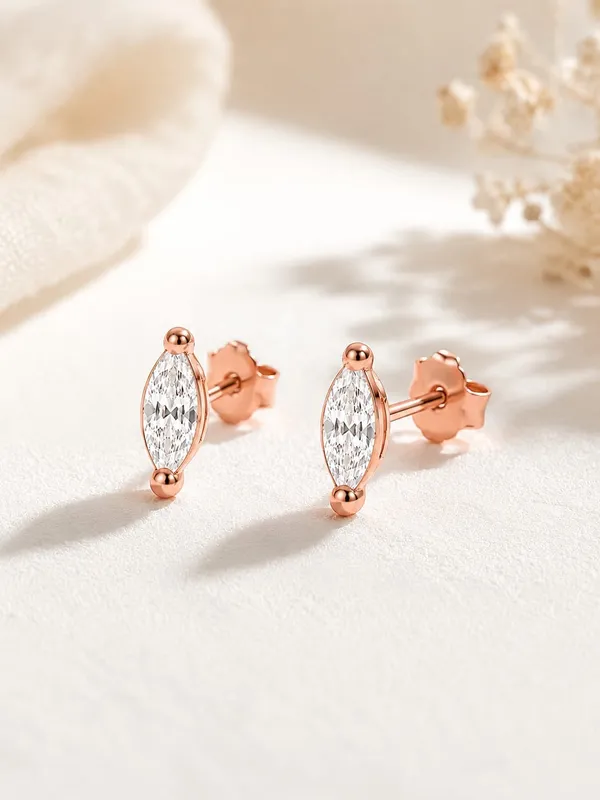 925_Sterling_Silver_22K_Rose_Gold_Plated_Sparkling_CZ_Marquise_Stud_Earrings