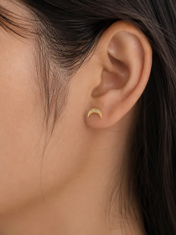 925_Sterling_Silver_22K_Gold_Plated_Sparkling_CZ_Crescent_Moon_Stud_Earrings