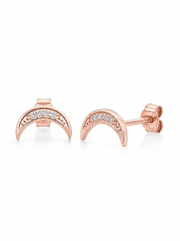 925_Sterling_Silver_22K_Rose_Gold_Plated_Sparkling_CZ_Crescent_Moon_Stud_Earrings