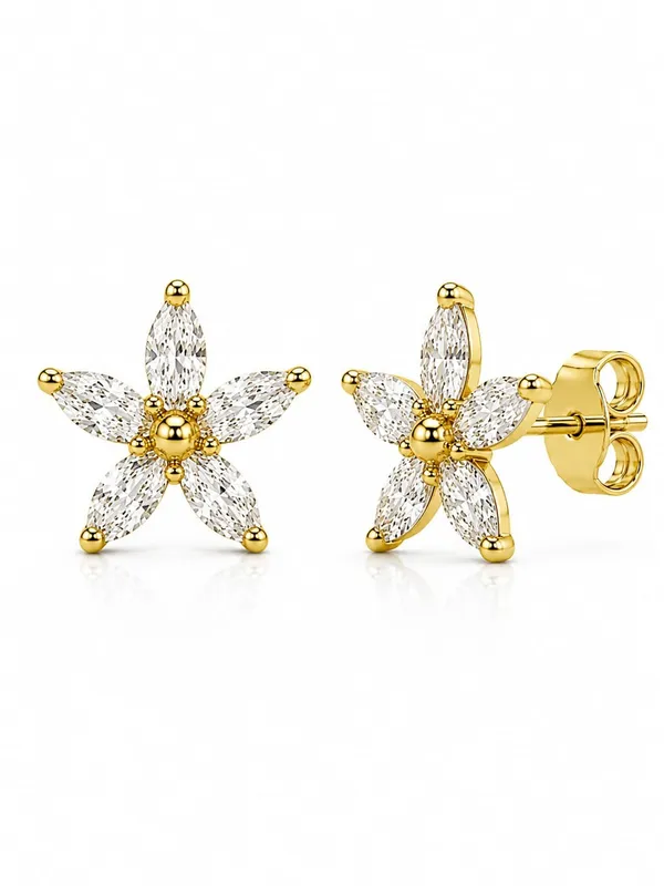 925_Sterling_Silver_22K_Gold_Plated_Sparkling_Lily_Earrings