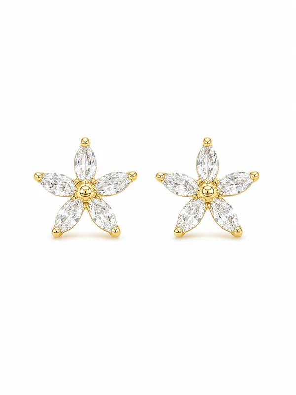925_Sterling_Silver_22K_Gold_Plated_Sparkling_Lily_Earrings