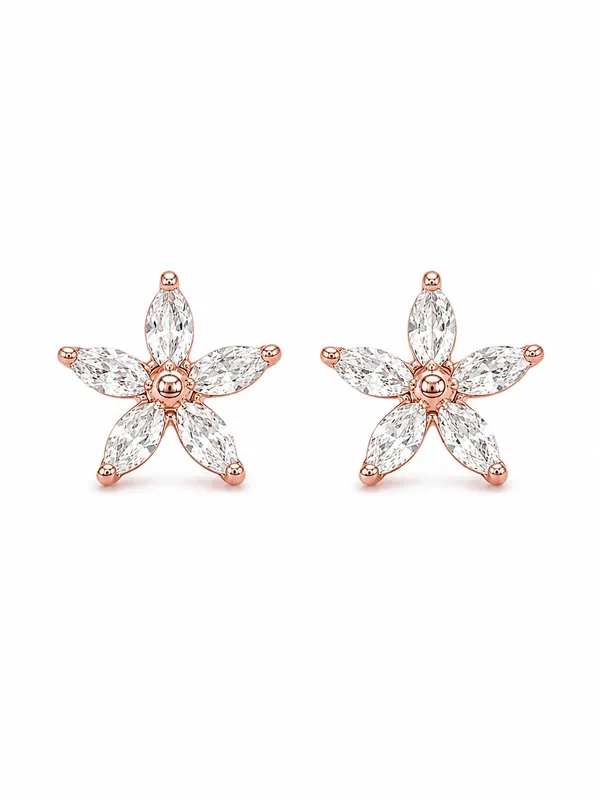 925_Sterling_Silver_22K_Rose_Gold_Plated_Sparkling_Lily_Earrings