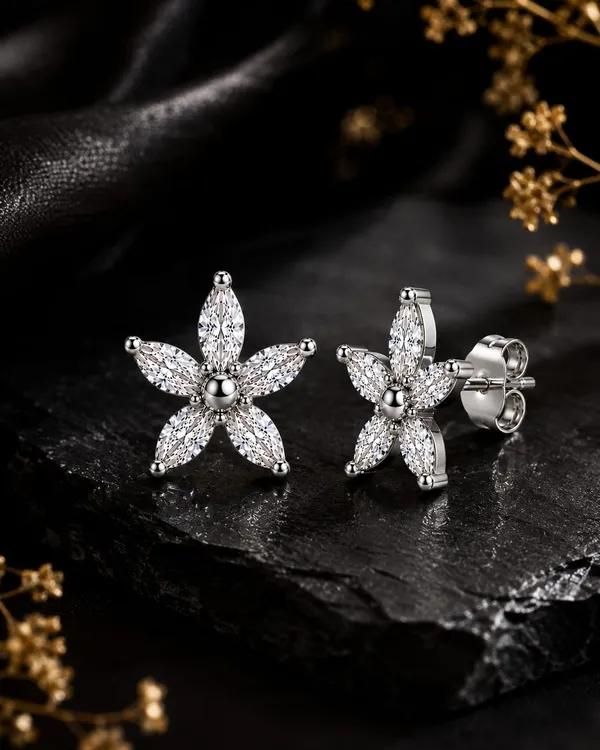 925_Sterling_Silver_Sparkling_Lily_Earrings