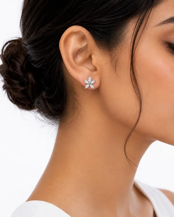 925_Sterling_Silver_Sparkling_Lily_Earrings