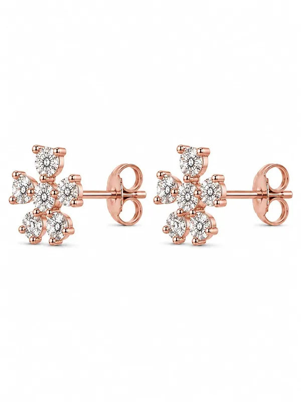 925_Sterling_Silver_22K_Rose_Gold_Plated_Brilliant_CZ_Blossom_Cluster_Stud_Earrings