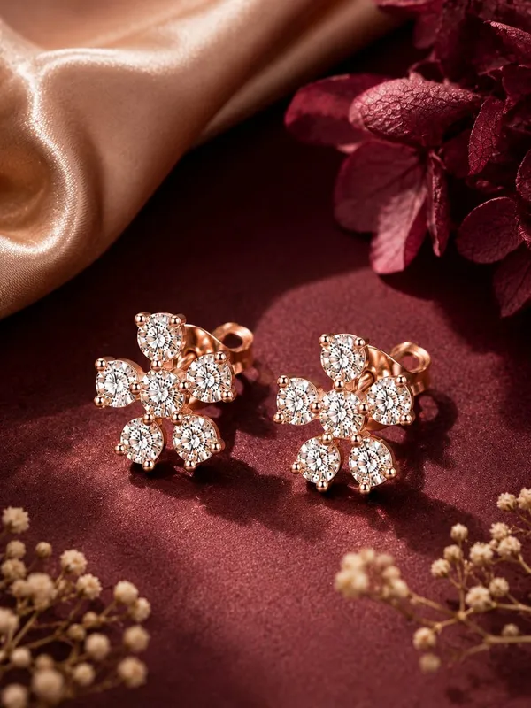 925_Sterling_Silver_22K_Rose_Gold_Plated_Brilliant_CZ_Blossom_Cluster_Stud_Earrings
