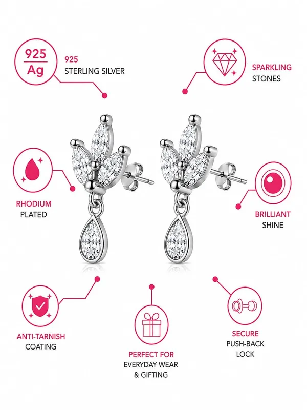 925_Sterling_Silver_CZ_Princess_Tear_Drop_Earrings