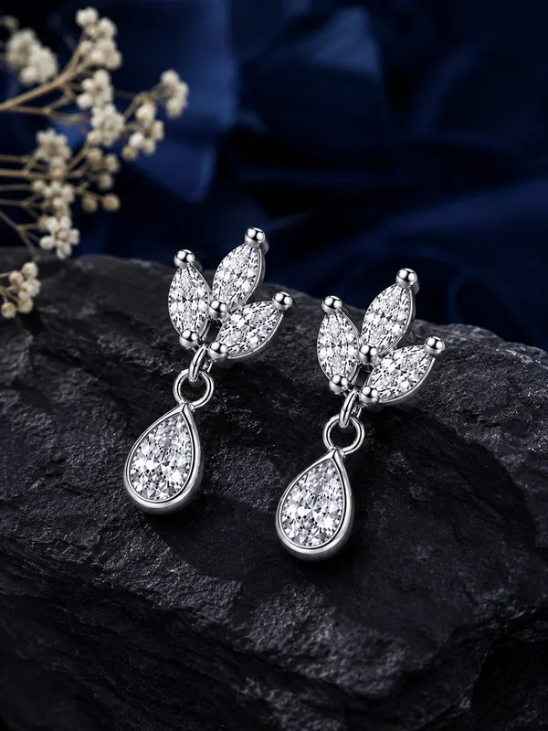 925_Sterling_Silver_CZ_Princess_Tear_Drop_Earrings