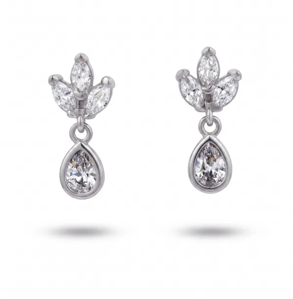 925_Sterling_Silver_CZ_Princess_Tear_Drop_Earrings