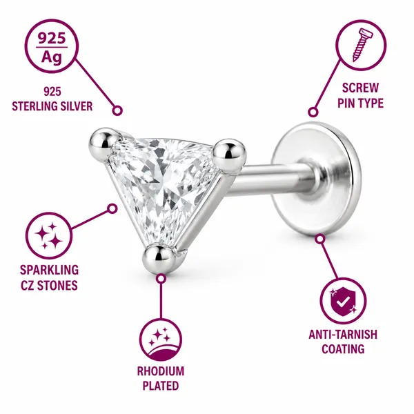 925_Sterling_Silver_Trillion_Cut_CZ_Nose_Stud