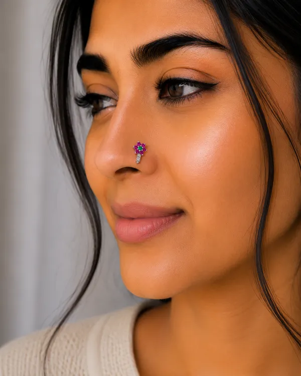 925_Sterling_Silver_Pink_&_Green_Bloom_Drop_Nose_Pin